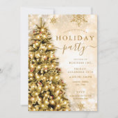 金ゴールドクリスマスツリー会社ホリデーパーティー 招待状 (正面)