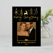 金ゴールドクリスマスツリー写真版 箔シーズンカード (立ち正面)