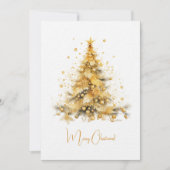 金ゴールドクリスマスツリー喜びクリスマスの願いカード シーズンカード (正面)