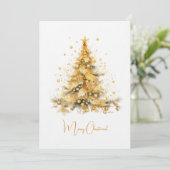 金ゴールドクリスマスツリー喜びクリスマスの願いカード シーズンカード (スタンド正面)