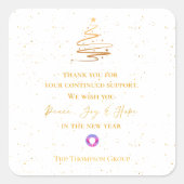 金ゴールドクリスマスツリー感謝メッセージ企業の スクエアシール (正面)