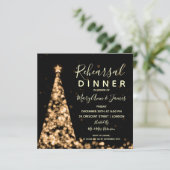 金ゴールドクリスマスツリー結婚のリハーサルディナー 招待状 (スタンド正面)