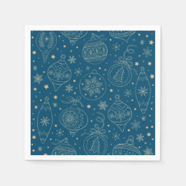 金ゴールドクリスマスツリー装飾パターン スタンダードカクテルナプキン