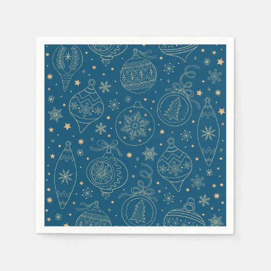 金ゴールドクリスマスツリー装飾パターン スタンダードカクテルナプキン (正面)