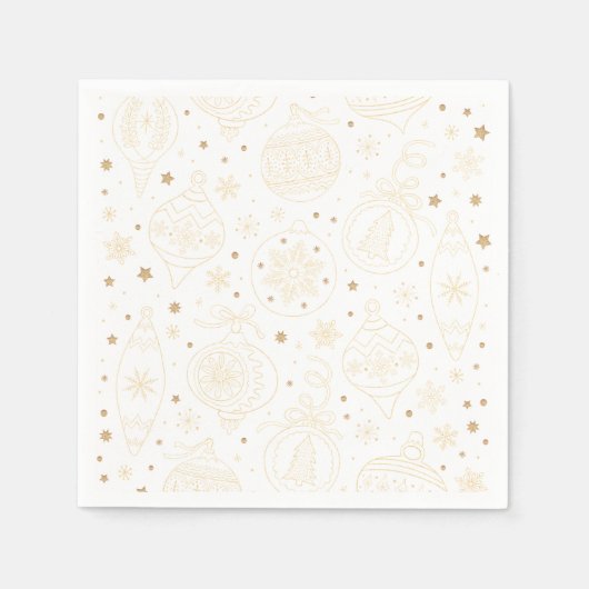 金ゴールドクリスマスツリー装飾パターン スタンダードカクテルナプキン (正面)
