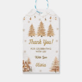 金ゴールドクリスマスツリー誕生日パーティー ギフトタグ (正面)