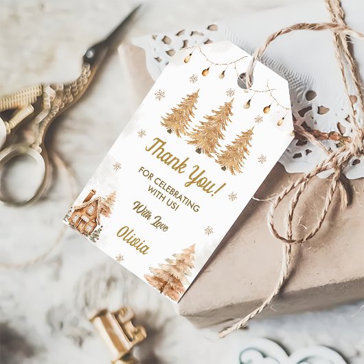 金ゴールドクリスマスツリー誕生日パーティー ギフトタグ