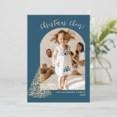 金ゴールドクリスマスツリー2枚の写真2022休日 シーズンカード (スタンド正面)