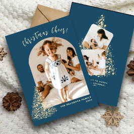 金ゴールドクリスマスツリー2枚の写真2022休日 シーズンカード