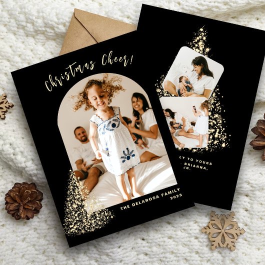 金ゴールドクリスマスツリー2枚の写真2022 シーズンカード