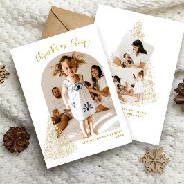 金ゴールドクリスマスツリー2枚の写真2022 シーズンカード