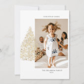 金ゴールドクリスマスツリー2枚フォト2022ホリデーカード シーズンカード (正面)