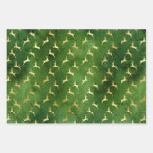 金ゴールドクリスマスツリー、ポインセチアとトナカイ ラッピングペーパーシート (正面3)