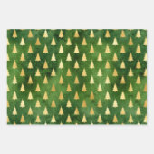 金ゴールドクリスマスツリー、ポインセチアとトナカイ ラッピングペーパーシート (正面)