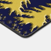 金ゴールドクリスマスツリーonスターズブルー デスクマット (コーナー)