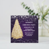 金ゴールドクリスマスツリ輝くースターパーティー紫 招待状 (スタンド正面)