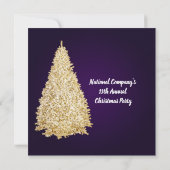 金ゴールドクリスマスツリ輝くースターパーティー紫 招待状 (裏面)