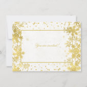 金ゴールドクリスマスディナーパーティー冬の雪片 招待状 (裏面)