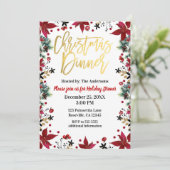 金ゴールドクリスマスディナーポインセチアフローラ 招待状 (スタンド正面)