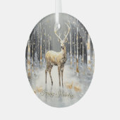 金ゴールドクリスマストインデアホリデイ ガラスオーナメント (正面左)