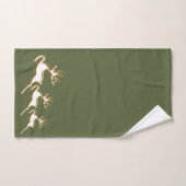 金ゴールドクリスマストナカイを森の緑に バスタオルセット (ハンドタオル)