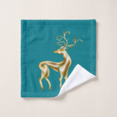 金ゴールドクリスマストナディアオンティール(緑がかった色)ブルー バスタオルセット (ウォッシュタオル)