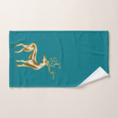 金ゴールドクリスマストナディアオンティール(緑がかった色)ブルー バスタオルセット (ハンドタオル)