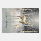 金ゴールドクリスマストナディアホリデーキッチンタオル キッチンタオル (横)