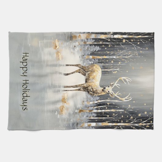 金ゴールドクリスマストナディアホリデーキッチンタオル キッチンタオル (横)