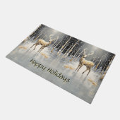 金ゴールドクリスマストナディアホリデーフォーマット ドアマット (アングル)