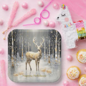 金ゴールドクリスマストナディアホリデー紙プレート ペーパープレート (パーティー)