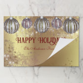 金ゴールドクリスマスバウズハッピーホリデーズランチョンマット ペーパーパッド (折り畳み)