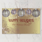 金ゴールドクリスマスバウズハッピーホリデーズランチョンマット ペーパーパッド (正面)