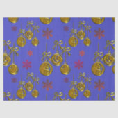 金ゴールドクリスマスバウブルオンブルークリスマス 薄葉紙 (正面)