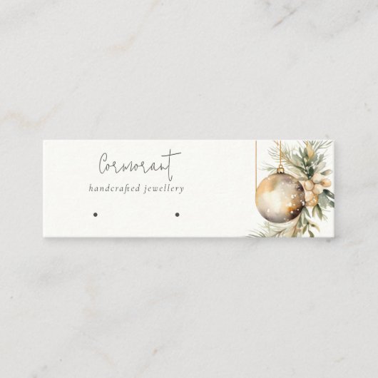 金ゴールドクリスマスパインオーナメントイヤリングスタッドホルダー スキニー名刺 (正面)