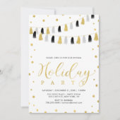 金ゴールドクリスマスパーティー企業のホリデーパーティー 招待状 (正面)