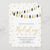 金ゴールドクリスマスパーティー企業のホリデーパーティー 招待状 (正面/裏面)