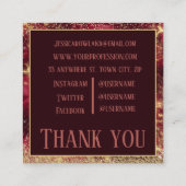 金ゴールドクリスマスファイアオパールグリッターモノグラム スクエア名刺 (裏面)