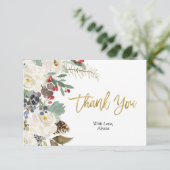 金ゴールドクリスマスフローラサンキューカード サンキューカード (スタンド正面)