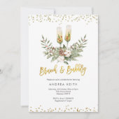 金ゴールドクリスマスブランチアンドバブルブライダルシャワー 招待状 (正面)