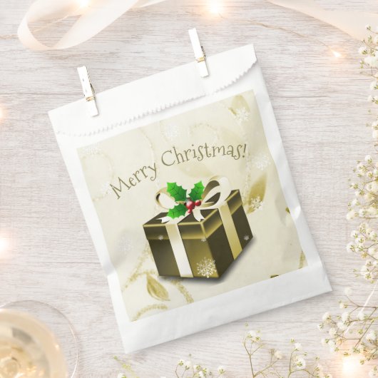 金ゴールドクリスマスプレゼントの好意バッグ フェイバーバッグ (クリップ留めされた状態)