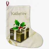 金ゴールドクリスマスプレゼントストッキング ラージクリスマスストッキング (正面)