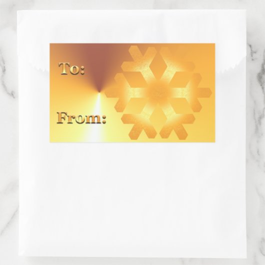 金ゴールドクリスマスプレゼントラベルステッカースノーフレークデザイン 長方形シール (バッグ)