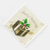 金ゴールドクリスマスプレゼント紙ナプキン (コーナー)