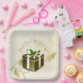 金ゴールドクリスマスプレゼント紙プレート ペーパープレート (パーティー)