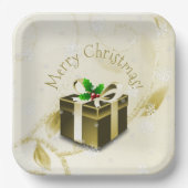 金ゴールドクリスマスプレゼント紙プレート ペーパープレート (正面)