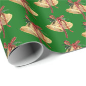 金ゴールドクリスマスベルオングリーン ラッピングペーパー (ロールコーナー)