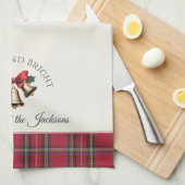 金ゴールドクリスマスベルカスタマイズズ名クリスマス キッチンタオル (四つ折り)