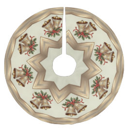 金ゴールドクリスマスベルズツリースカート ブラッシュドポリエステルツリースカート