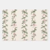 金ゴールドクリスマスベルズピンク ラッピングペーパーシート (正面)